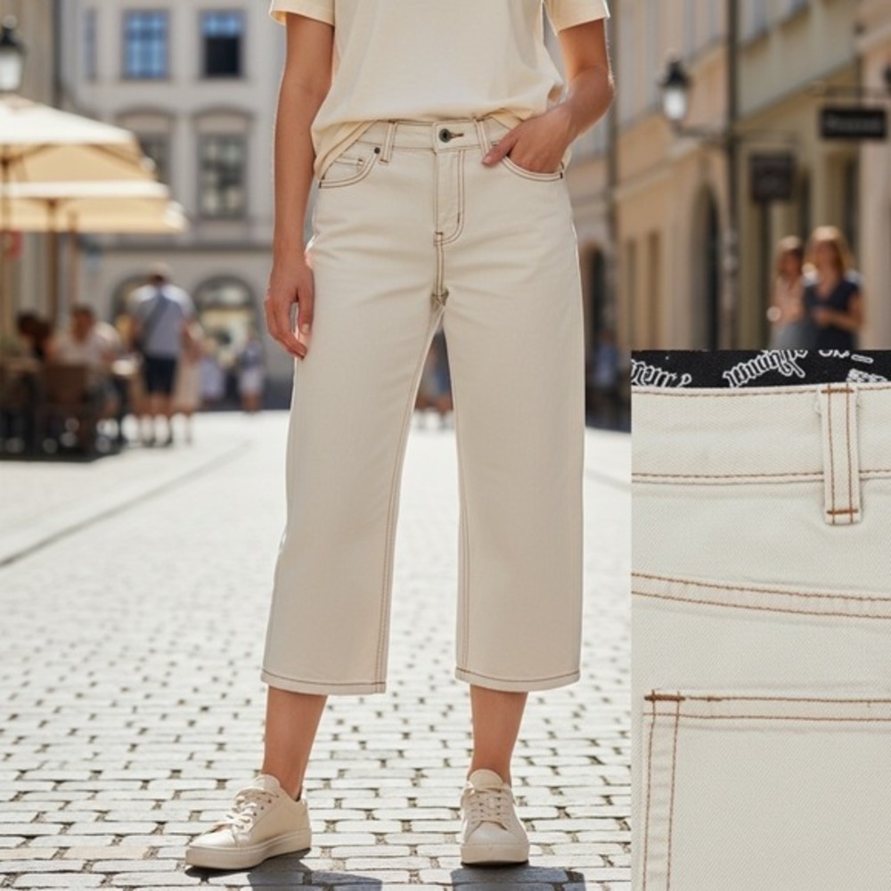 BKE Erin Beige Cropped Cargo‎ Capri Pants Waist 26